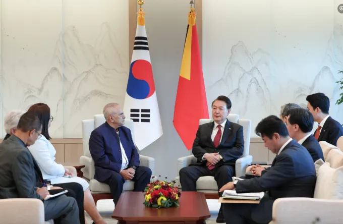 윤성열 대통령 동티모르 오르타 대통령과 면담하고 있다. / 사진자료 = 대통령실 윤성열 대통령 동티모르 오르타 대통령과 면담하고 있다. / 사진자료 = 대통령실